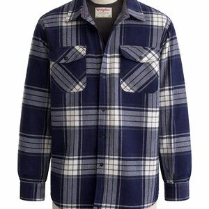 Wrangler Men’s Plaid Shirt Jacket – Navy & White – Size XL